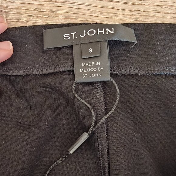St. John Black Leather Front Panel Stretch Leggings S - Picture 8 of 12